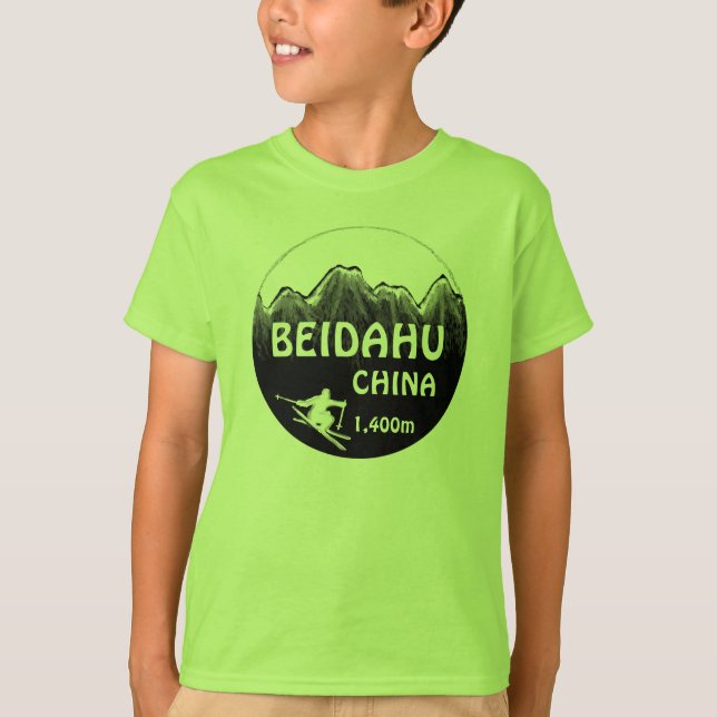 Beidahu China green boys ski logo tee (Front)