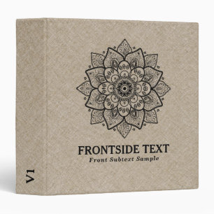 Beie Linen & Black Mandala Binder