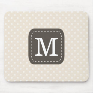 Beig Polka Dots Pattern with Personalized Monogram Mouse Pad