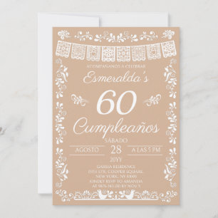 Beige 60 Cumpleaños Birthday Party Invitation