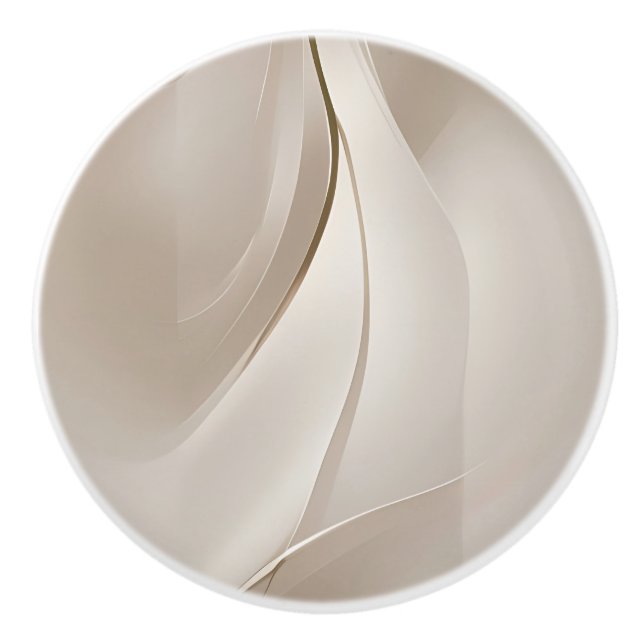 Beige Abstract Art Ceramic Knob (Front)