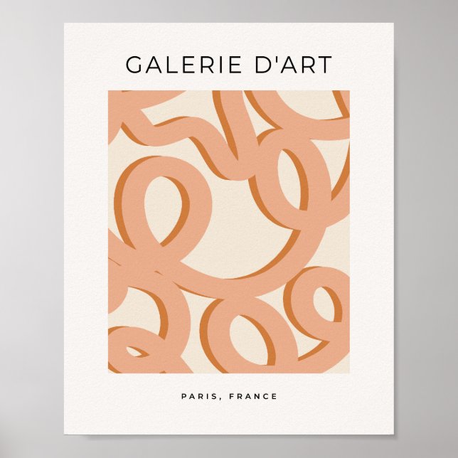 Beige Abstract Line Brush Strokes Poster (Front)