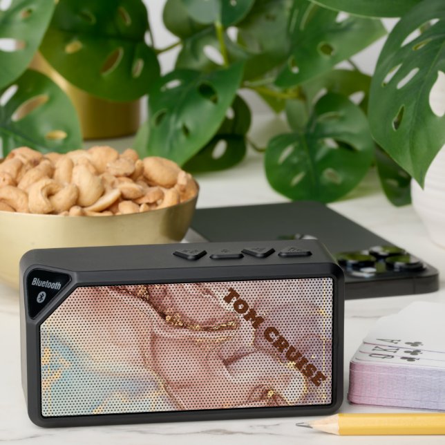 Beige Abstract Marble Background Bluetooth Speaker (Insitu(Table))