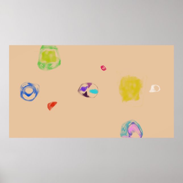 Beige Abstract Objects Simple Drawing Poster (Front)