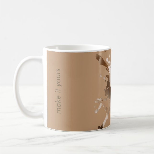  Beige Abstract Paper Texture Mug- Monogram Coffee Mug (Left)