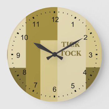 Beige Abstract Rectangle Pattern Large Clock by studioart at Zazzle