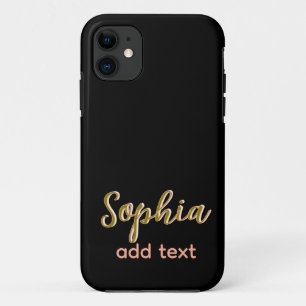 beige add name girl boss text black elegant iPhone 11 case