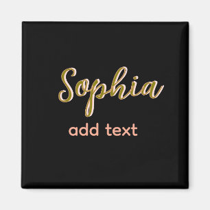 beige add name girl boss text black elegant magnet