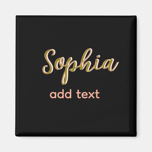 beige add name girl boss text black elegant magnet (Front)