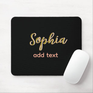 beige add name girl boss text black elegant mouse pad