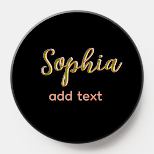 beige add name girl boss text black elegant PopSocket