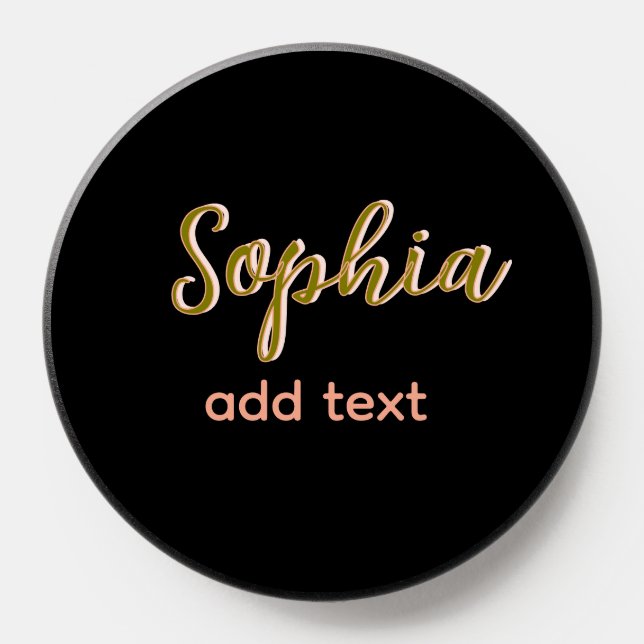beige add name girl boss text black elegant PopSocket (Popsocket)
