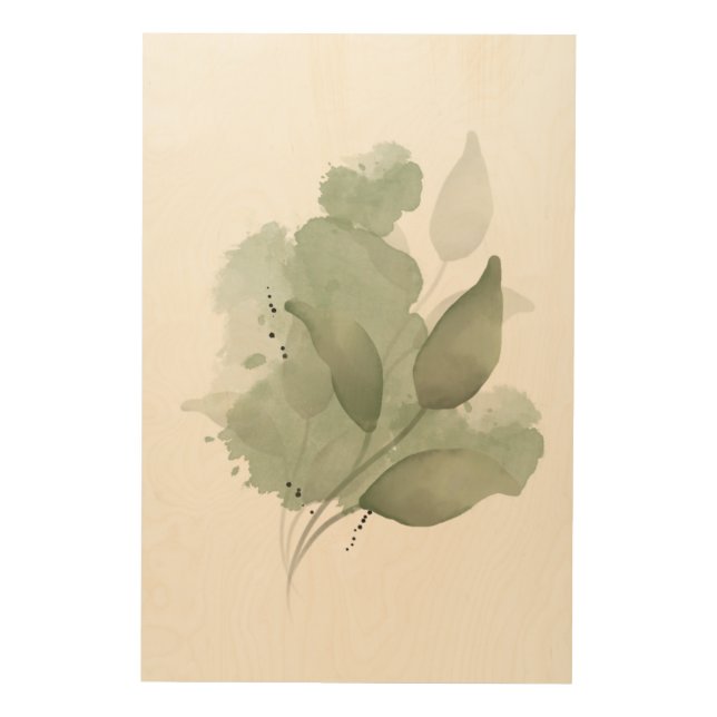Beige Aesthetic Abstract Botanical Wood Wall Art (Front)
