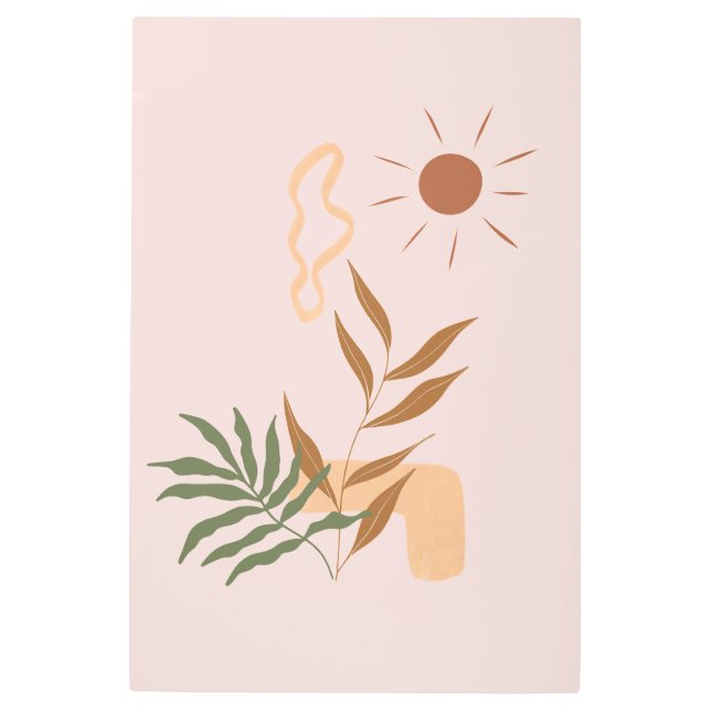 Beige Aesthetic Abstract Flower Botanical Wall Art (Front)