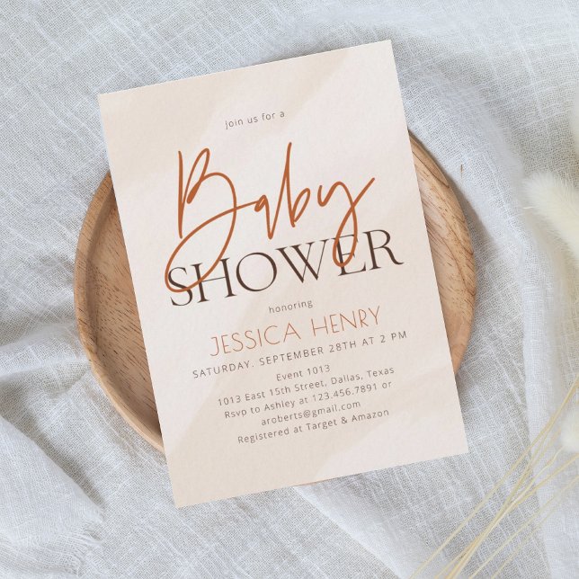 Beige Aesthetic Modern Baby Shower  Invitation (Creator Uploaded)