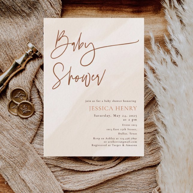 Beige Aesthetic Modern Baby Shower  Invitation (Creator Uploaded)