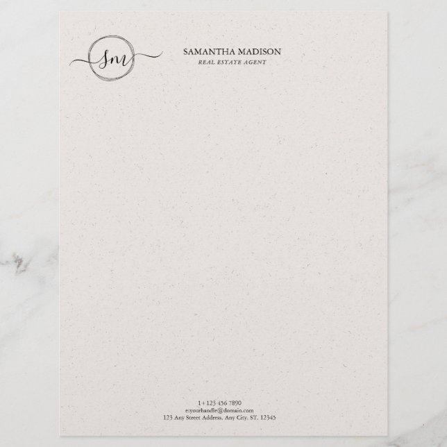 Beige Aesthetic Modern Calligraphy Real Estate  Letterhead (Front)