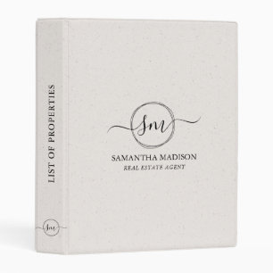 Beige Aesthetic Modern Calligraphy Real Estate  Mini Binder