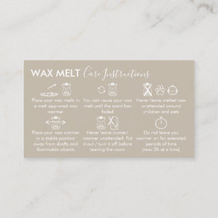 Beige Aftercare Instructions for Wax Melt Business Card