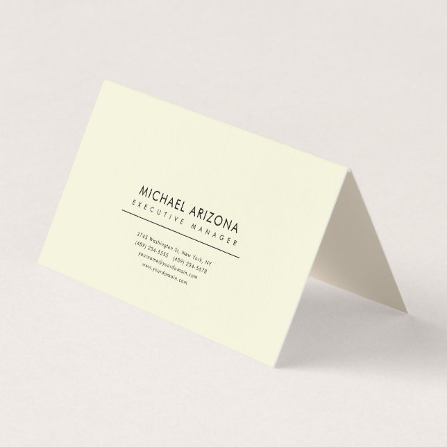 Beige & Almond Minimalist Plain Premium Linen Business Card (Front)