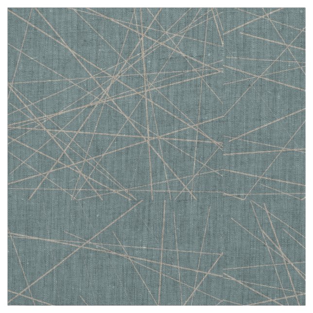 Beige and Aqua Geometric Abstract Pattern Fabric (Swatch)