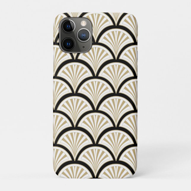 Beige and black art-deco abstract flowers Case-Mate iPhone case (Back)