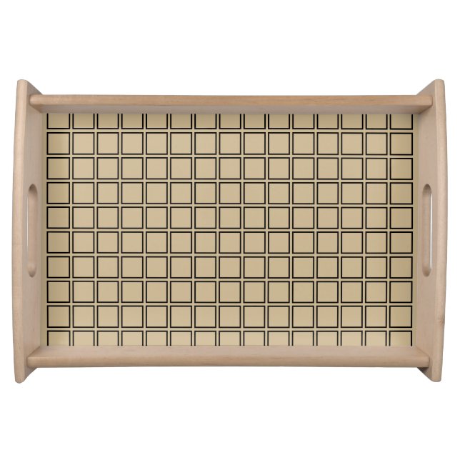 Beige and Black Checkered - Serving Tray, Large Tray (Front)
