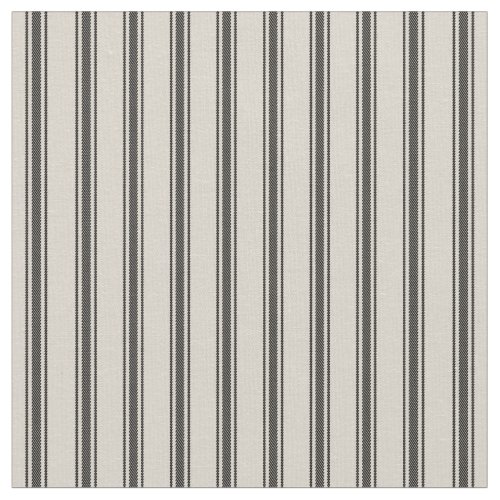 Beige and Black Classic Ticking Stripes Fabric