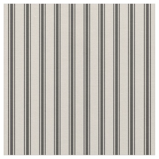 Beige and Black Classic Ticking Stripes Fabric