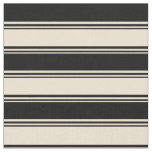 [ Thumbnail: Beige and Black Colored Striped/Lined Pattern Fabric ]