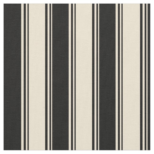Beige and Black Colored Striped Pattern Fabric (Close Up)
