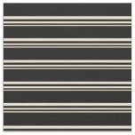 [ Thumbnail: Beige and Black Lined Pattern Fabric ]