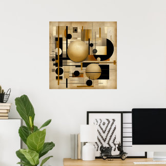 Beige And Black Modern Art Poster