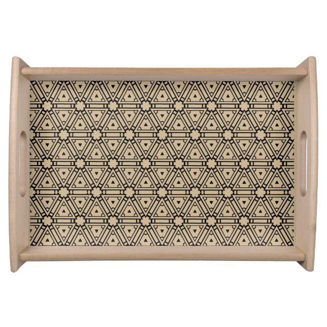 Beige and  Black Modern Pattern Serving Tray (Front)