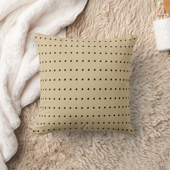 Beige and Black Modern Polka Dots Pattern Throw Pillow (Blanket)