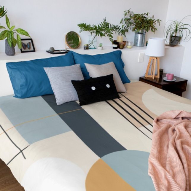 Beige And Black Modern Retro  Duvet Cover (Creator Uploaded)