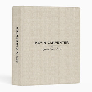 Beige and black natural linen texture mini binder