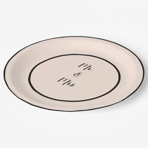 Beige and Black Spring Wedding Paper Plates