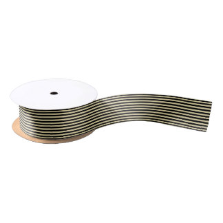 Beige and Black Stripes Satin Ribbon