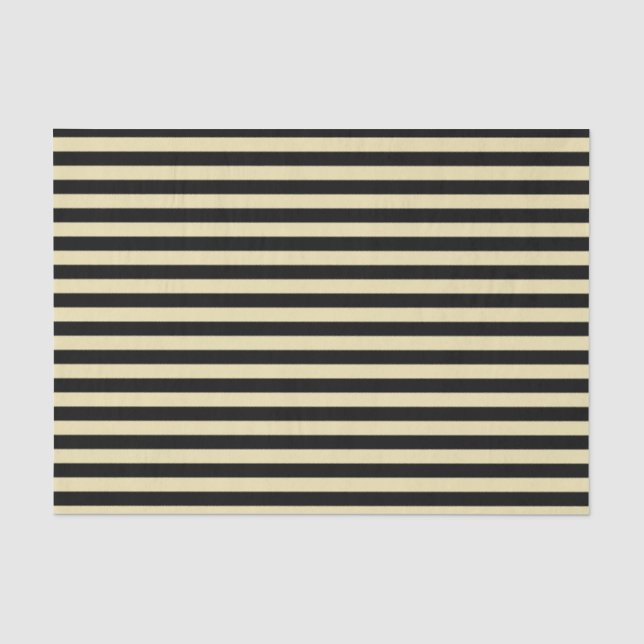 Beige and Black Stripes Tissue Paper (Front)