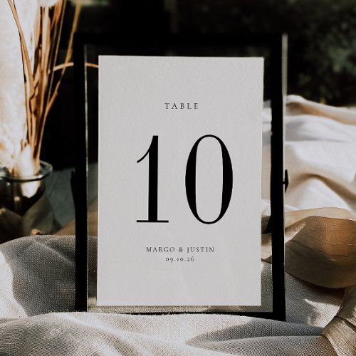 Beige and Black Wedding Table Number Card