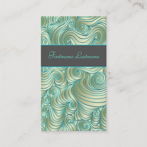 Customizable Beige And Blue Abstract Random Swirls Business Card Template