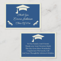 Beige And Blue Customized Graduation Thank You