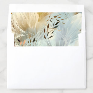 Beige and Blue Floral Artwork for Invitations Envelope Liner