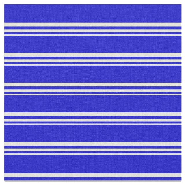Beige and Blue Lines/Stripes Pattern Fabric (Close Up)