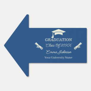 Beige And Blue Personalized Graduation Yard Sign