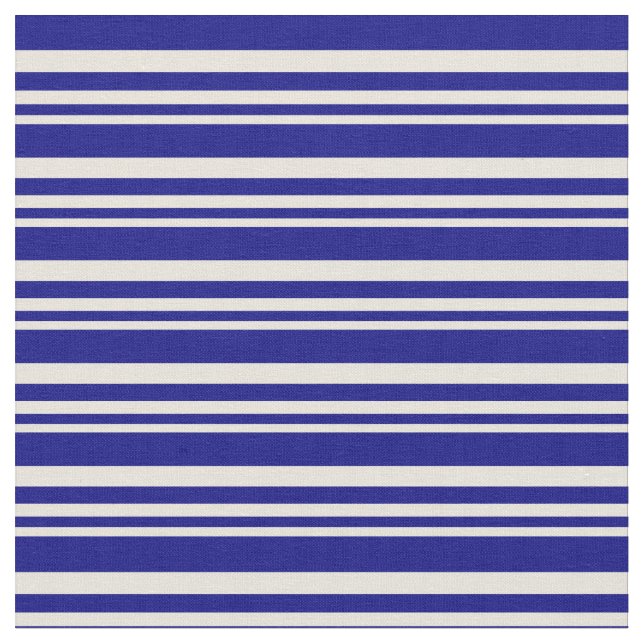 Beige and Blue Striped/Lined Pattern Fabric (Close Up)