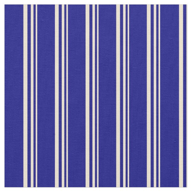 Beige and Blue Stripes Pattern Fabric (Close Up)