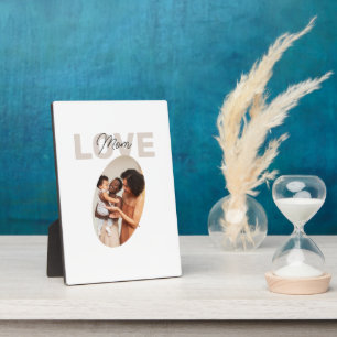 Beige and Brown Aesthetic Minimalist Love Mom  Plaque
