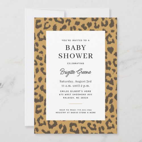 Beige and Brown Animal Print Baby Shower Invitation